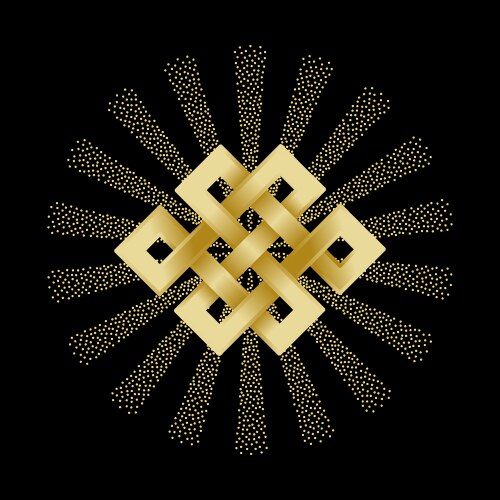 Gold buddha and lotus with beam of light Vector Image