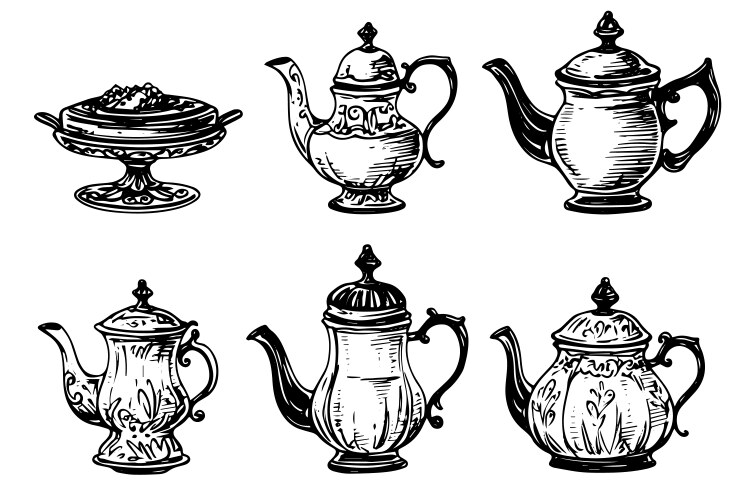 Hand-Drawn Kettle Sketch - Retro Style Vector Image