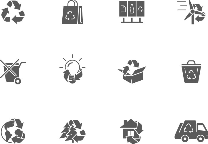 recycling black icon set vector