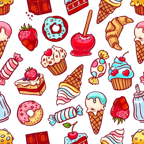 Cute Sweet Treats Pattern Vector Image