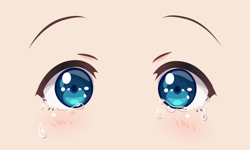 Crying eyes anime manga girls vector image