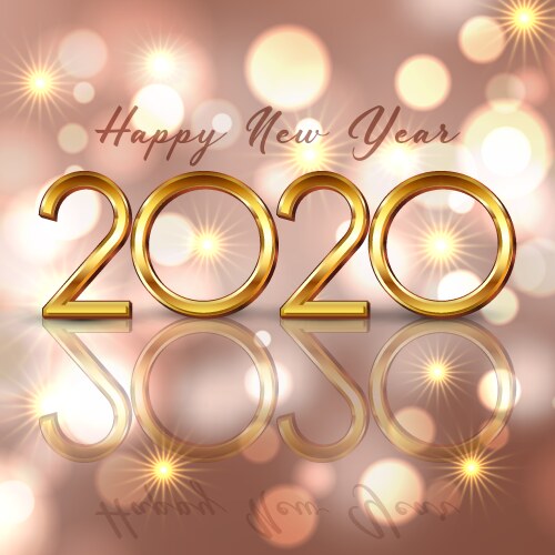 Happy new year background with gold lettering vector image