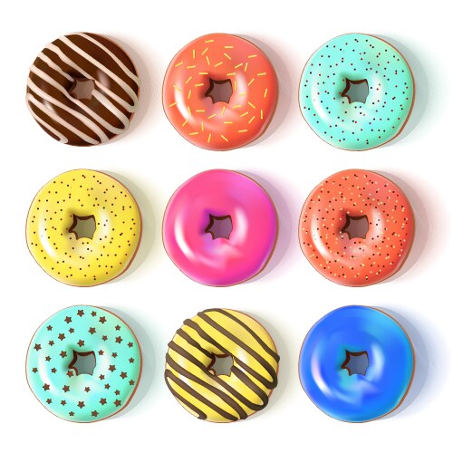 Donuts icons set Royalty Free Vector Image - VectorStock