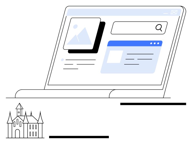 Laptop displaying website window with search bar vector image