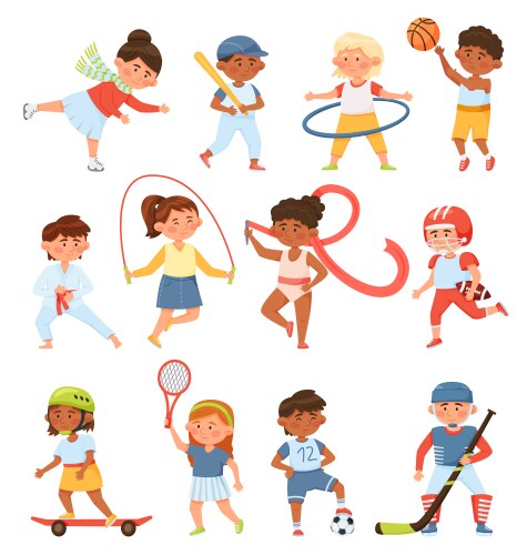 Children Playing Sports and Exercise Vector Image