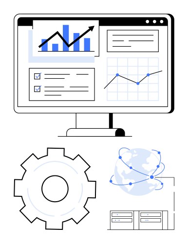 Data analytics and global networking concepts vector image