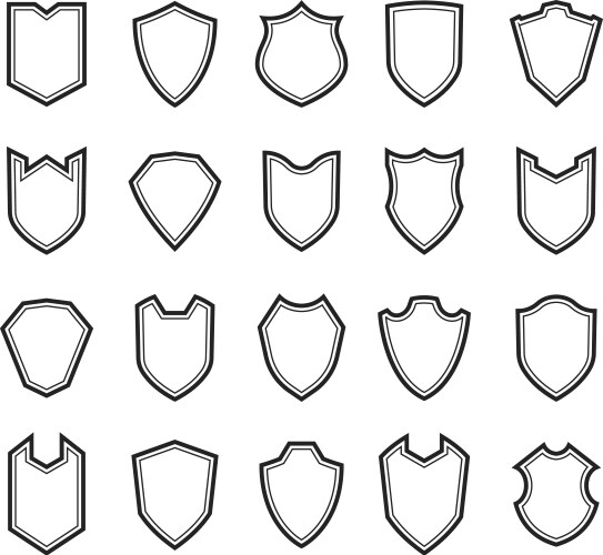 Six blank shields in a grid layout Royalty Free Vector Image