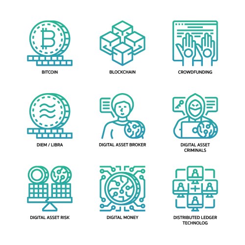 digital asset icons set vector image