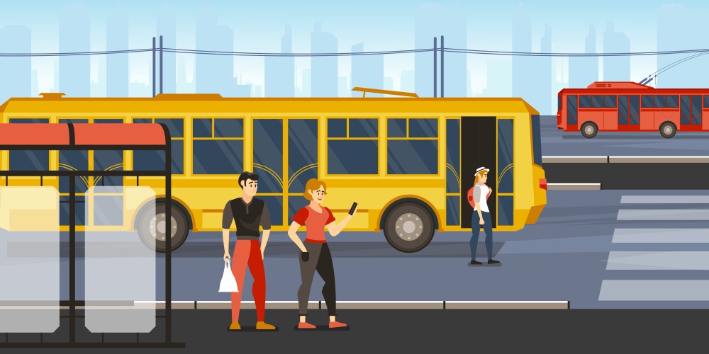 public transport people composition vector image