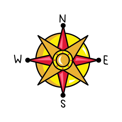 Pirates emblem with compass wind rose Royalty Free Vector