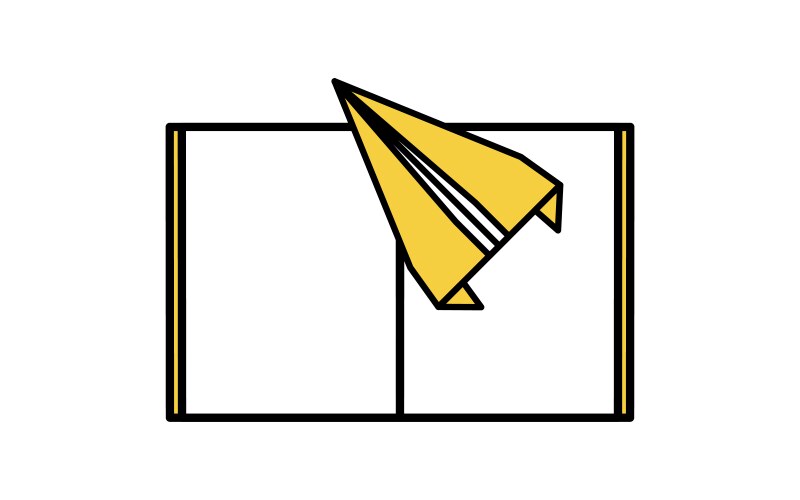 Simple line drawing icon of open notebook vector image