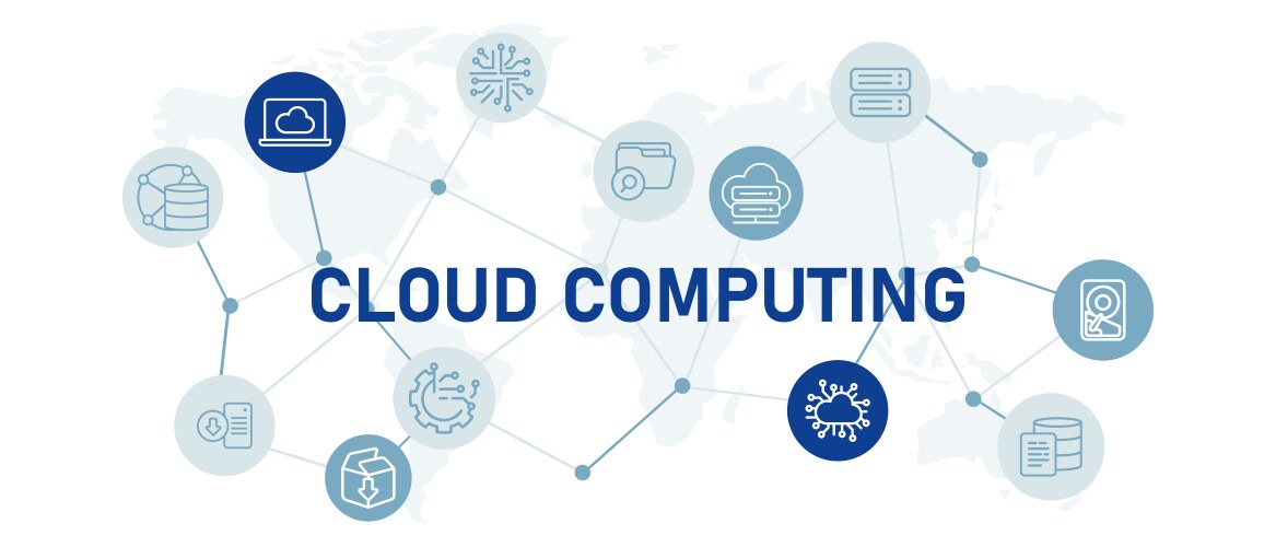 Cloud computing icon set with data vector image