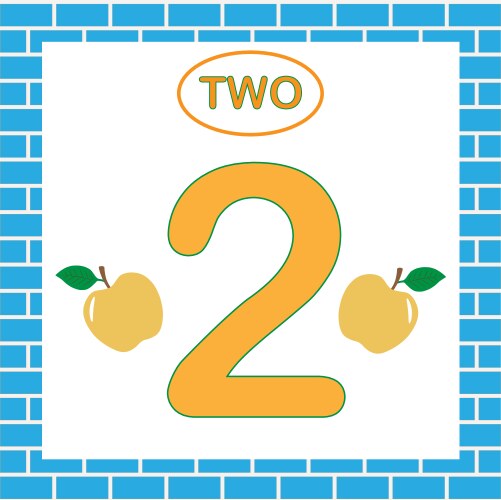 Flash card with number 2 two learning numbers vector image