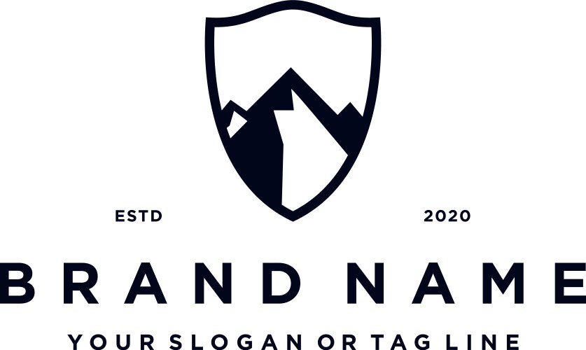 Creative mountain shield logo design concept Vector Image