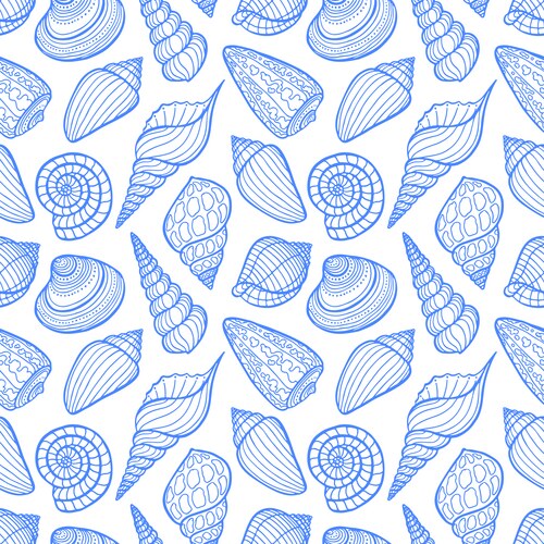 Sketch Seashell Seamless Pattern Vector Image