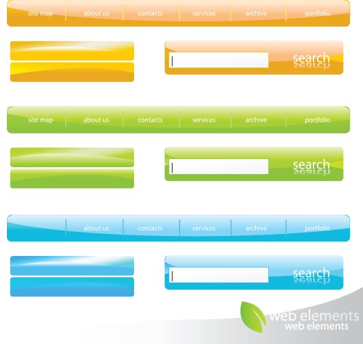Metallic web navigation menu Royalty Free Vector Image