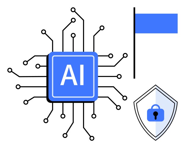 Ai processor with circuit lines flag vector image