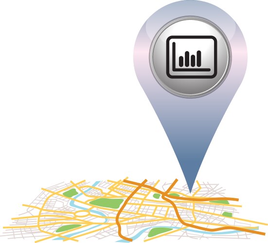 Graph pin pointer on map location vector image