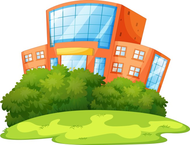 isolated school building with nature vector image