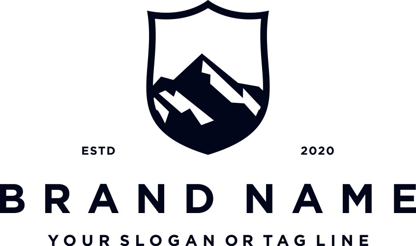 Creative mountain shield logo design concept Vector Image