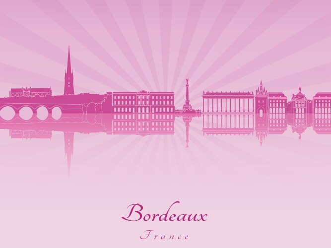 Bordeaux skyline in purple radiant orchid Vector Image