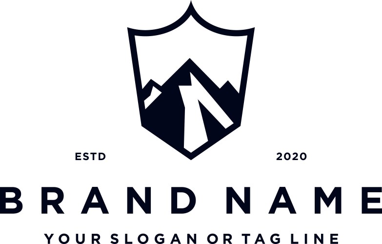 Creative mountain shield logo design concept Vector Image