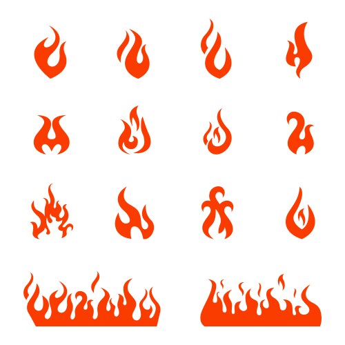 Colorful fire flames set Royalty Free Vector Image