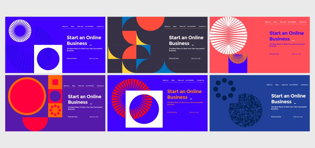 Abstract colorful landing page template set vector image