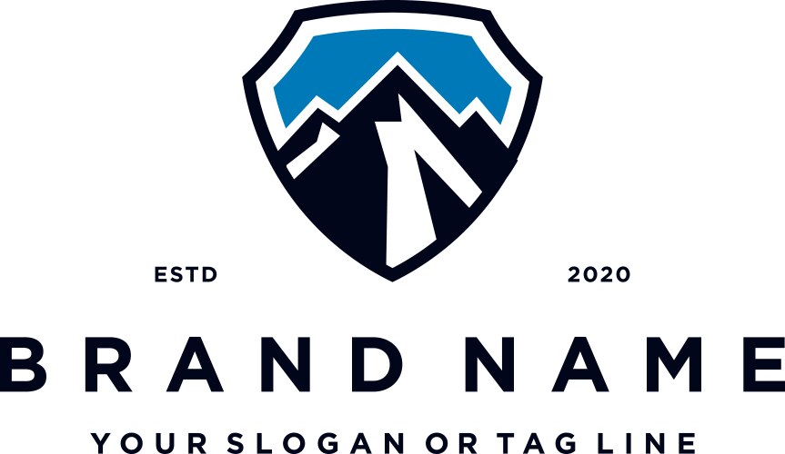 Creative mountain shield logo design concept Vector Image