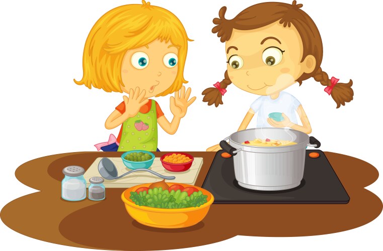 girls cooking vector image vector image