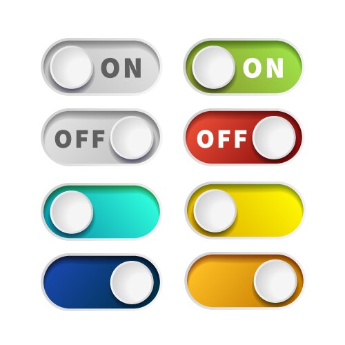 On and off realistic toggle switch buttons vector image