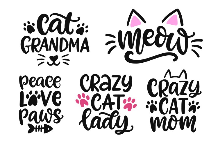 Cat Mom Quotes - Hand Lettering Vector Image