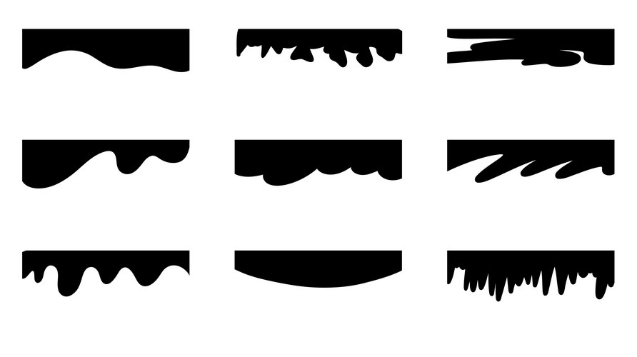 Set of abstract black header and border Vector Image