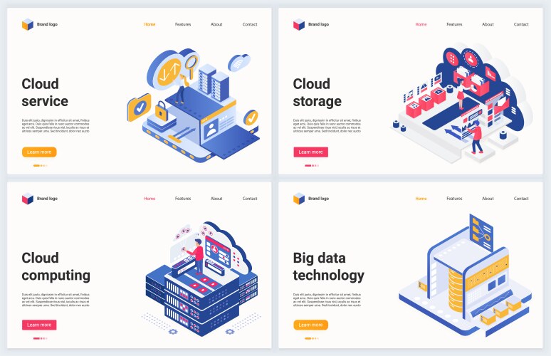 Data classification isometric landing database Vector Image