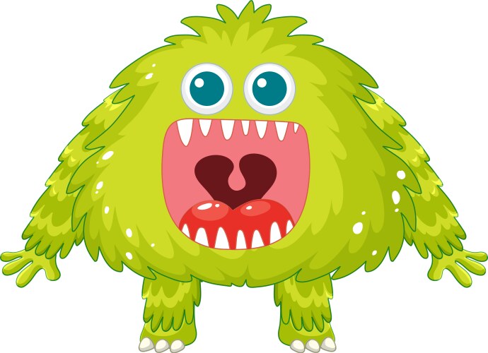 adorable hairy green alien monsters cartoon vector image