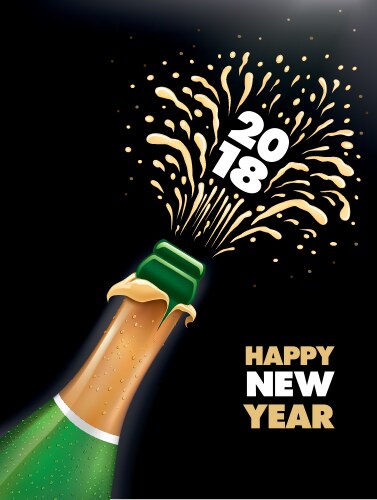 Champagne bottle popping explosion on birthday vector image