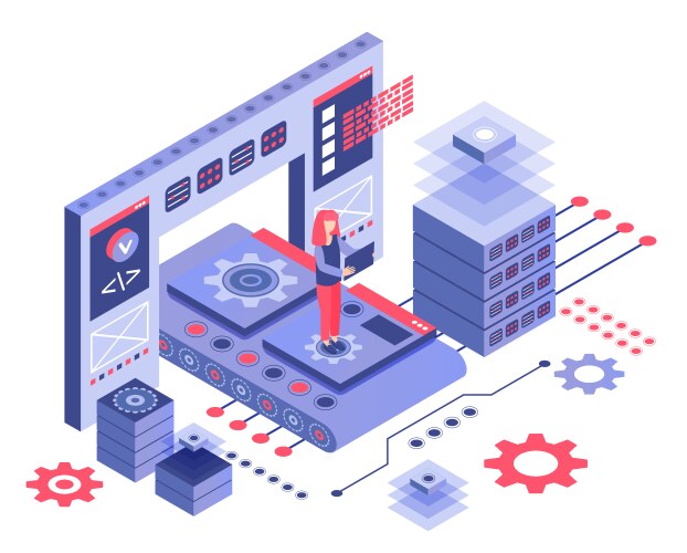 Data center isometric cutaway Royalty Free Vector Image