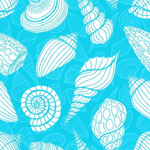Seamless Sketch Seashell Pattern Vector Image
