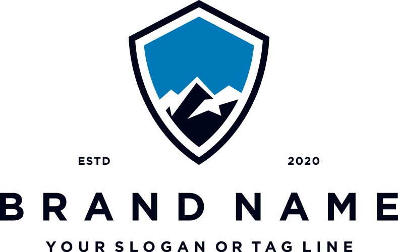 Creative mountain shield logo design concept Vector Image