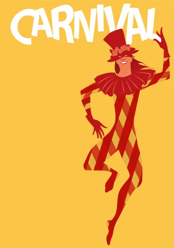 Harlequin Carnival Clown with Top Hat Vector Image