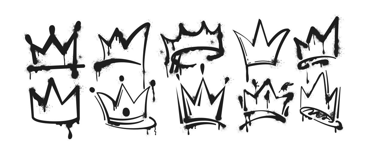 Set of spray paint graffiti king crowns Vector Image