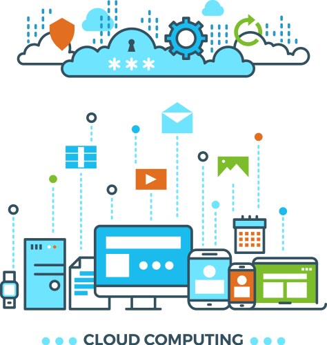 digital cloud computing computer data storage vector image