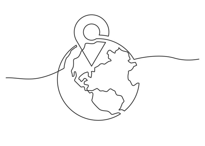 Globe pointer one line vector image