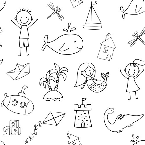 Cute childish monochrome seamless pattern Vector Image