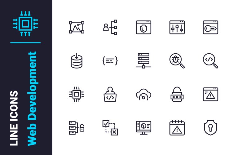 Modern coding and web development icons set vector image