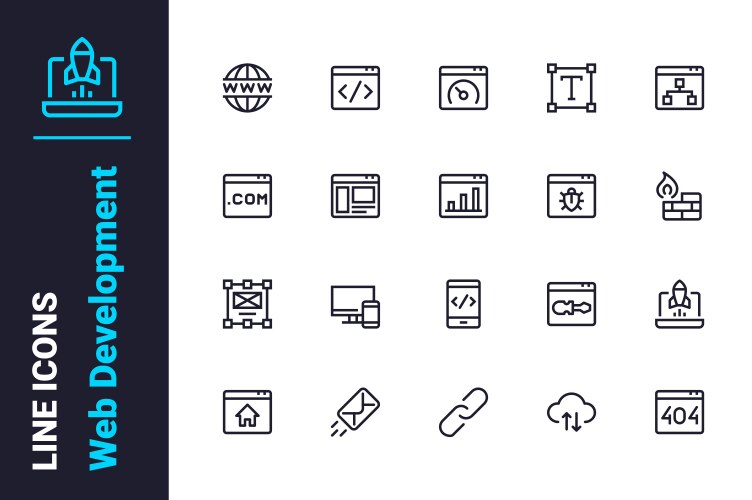 front end web development icons set vector image