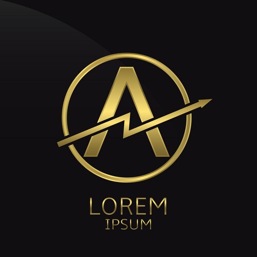 Arrow up curve round gold logo – Royalty-Free Vector | VectorStock