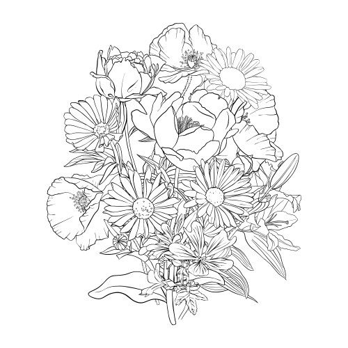 Floral Bouquet Sketch Vector Image