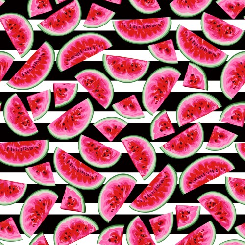 Seamless pattern with watermelons and slices Vector Image