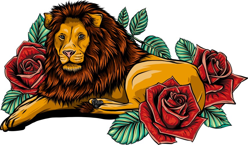 Head a lion in flower ornament Vector Image